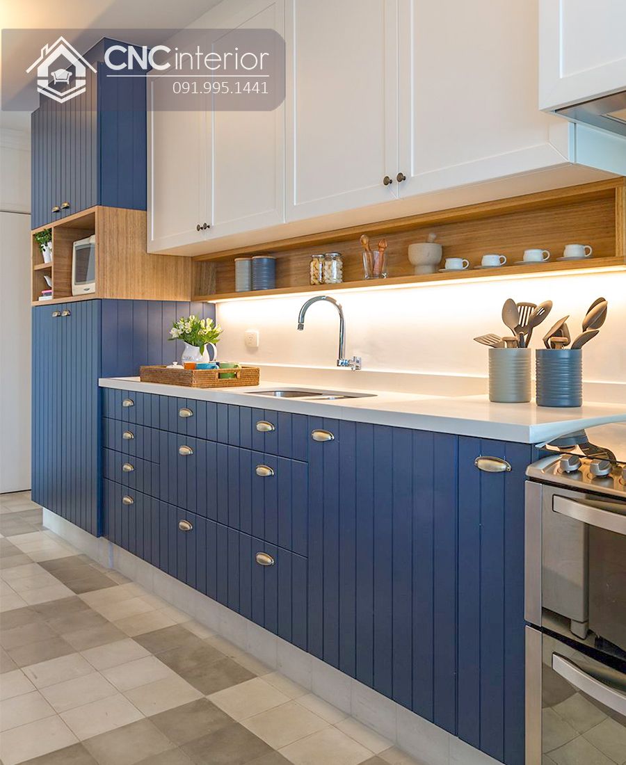 Tủ bếp công nghiệp màu xanh navy bắt mắt CNC 42 1