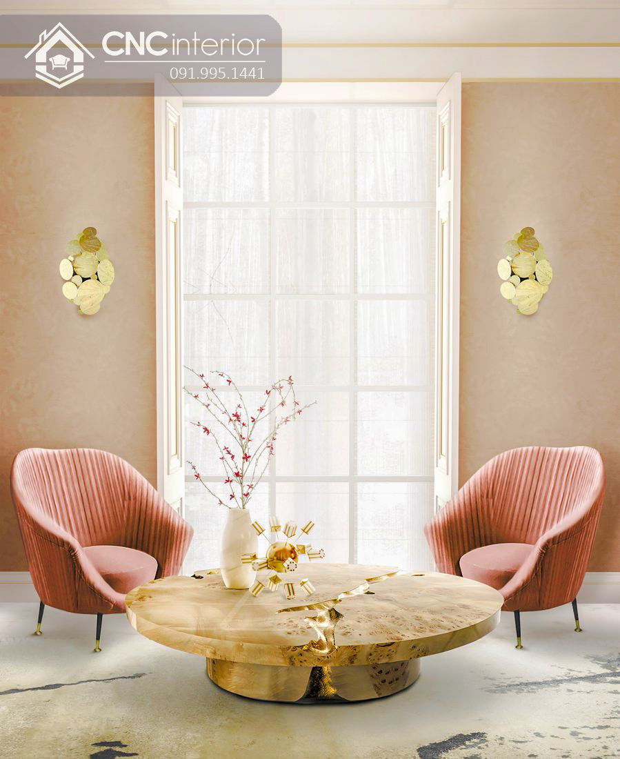 Ghế sofa đơn bọc vải màu hồng đẹp CNC 12 2