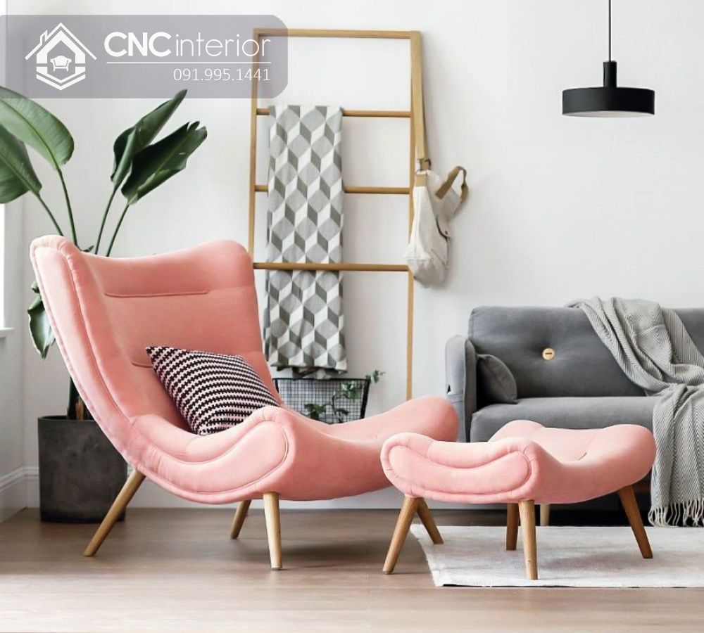 Ghế sofa đơn gỗ bọc vải hiện đại CNC 21
