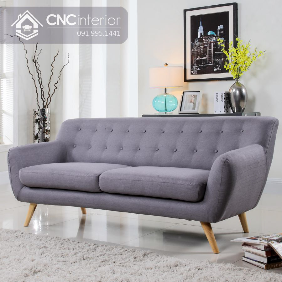 Ghế sofa gỗ bọc nỉ màu sắc trẻ trung CNC 30 1