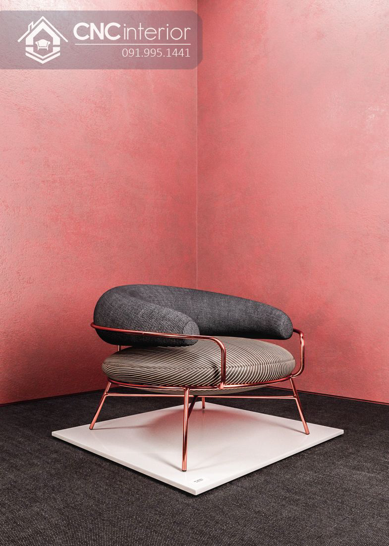 Ghế sofa khung inox màu hồng ấn tượng CNC 06 1