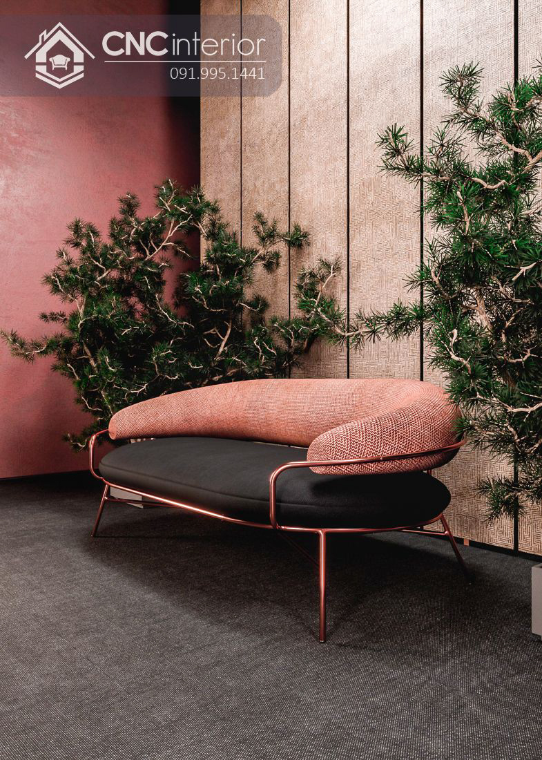 Ghế sofa khung inox màu hồng ấn tượng CNC 06 4