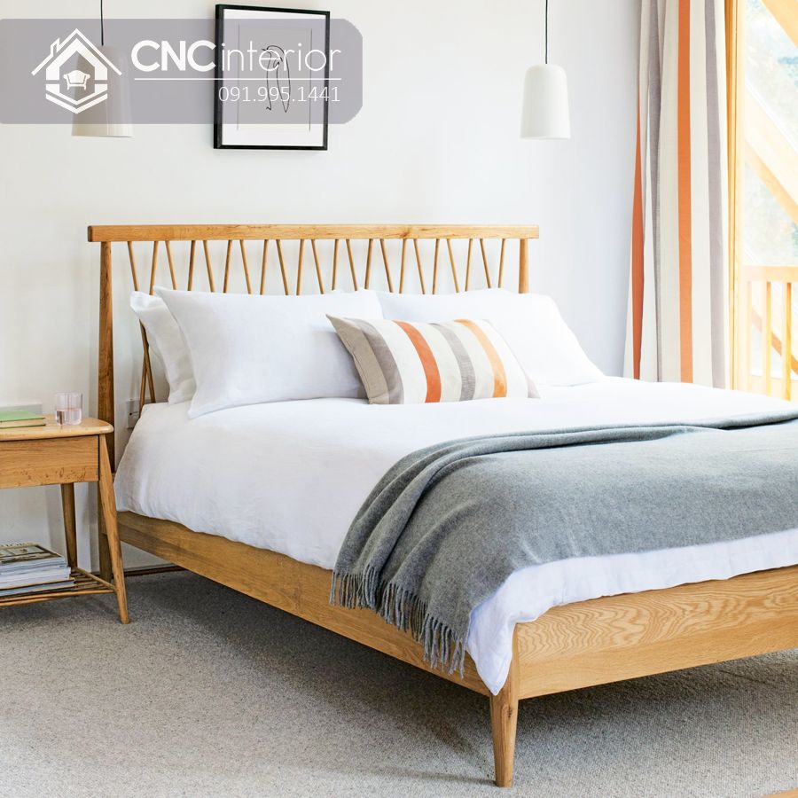 Giường gỗ phong cách Bắc Âu đơn giản và đẹp CNC 18