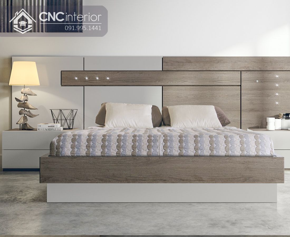 Giường ngủ gỗ công nghiệp MFC hiện đại CNC 20