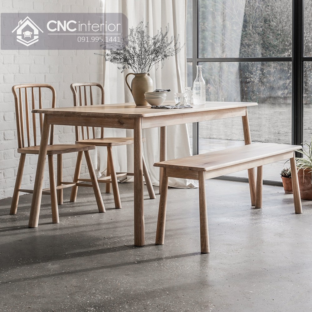 Bộ bàn ăn gỗ phong cách tối giản CNC 50 2