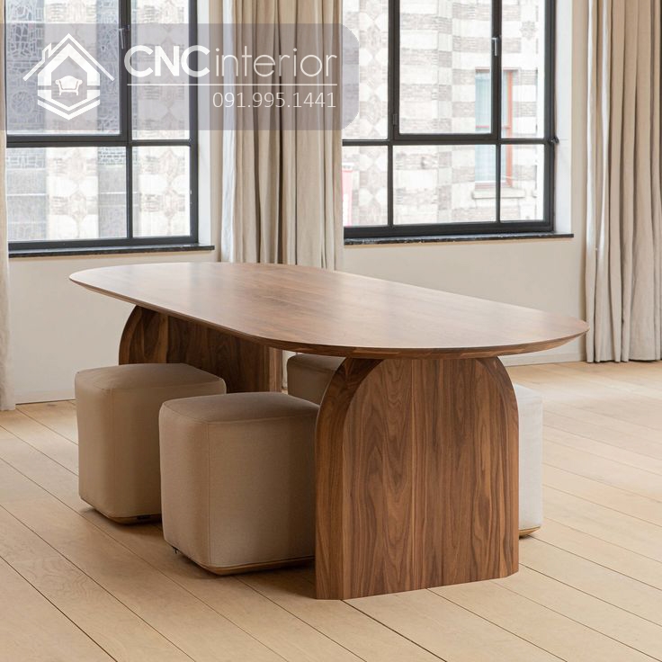 Bộ bàn ăn gỗ ấn tượng CNC 60