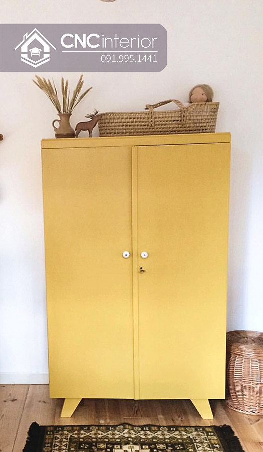 Tủ quần áo màu vàng đơn giản cho bé CNC 58