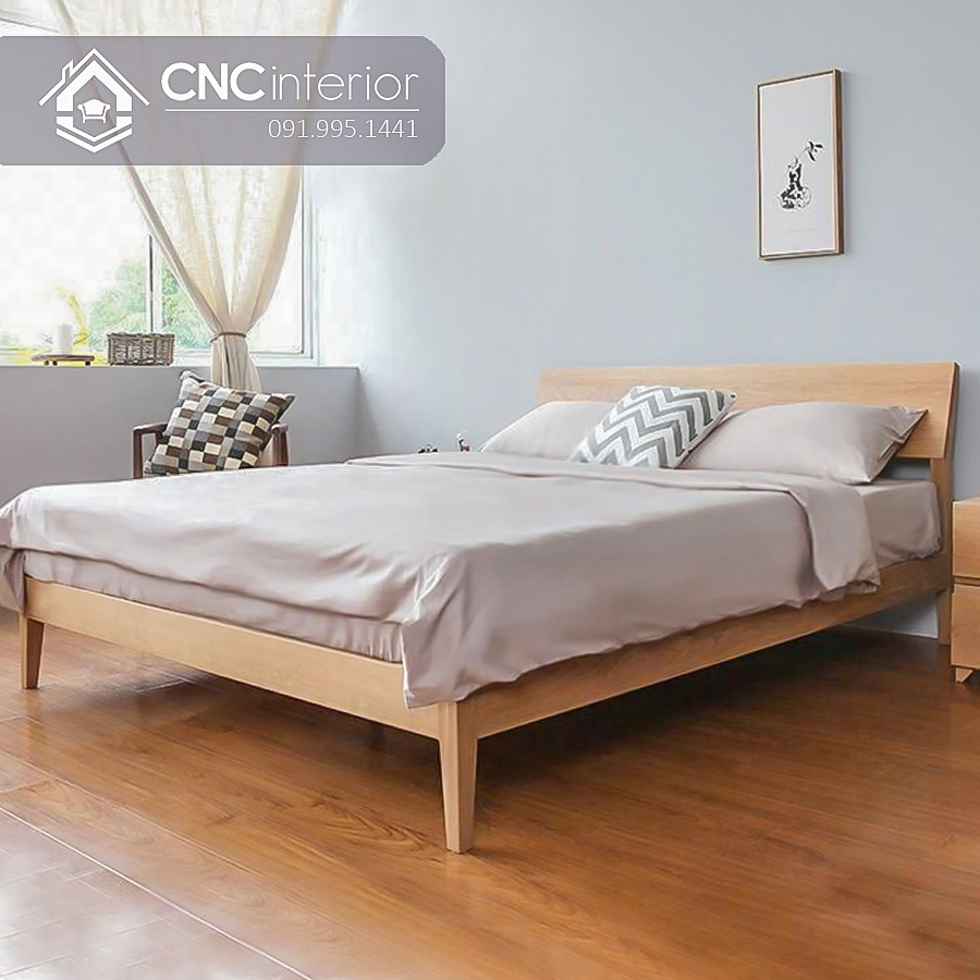 Giường ngủ khách sạn màu gỗ ấm áp CNC 02