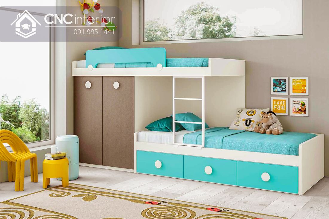 Giường tầng kết hợp tủ quần áo cho bé CNC 29 2