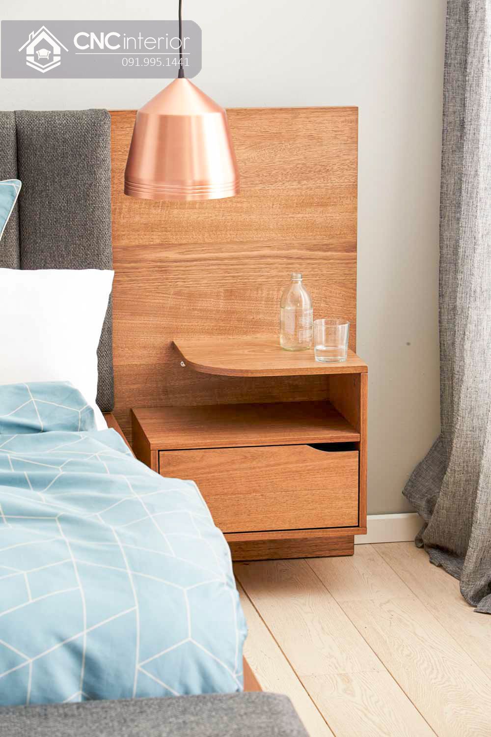 Giường ngủ đẹp màu gỗ trầm ấm CNC 66 2