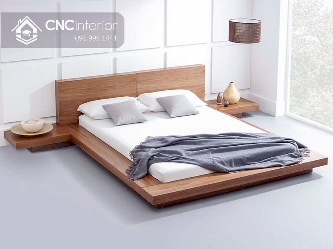 Giường ngủ kiểu Nhật bằng gỗ bền chắc CNC 62