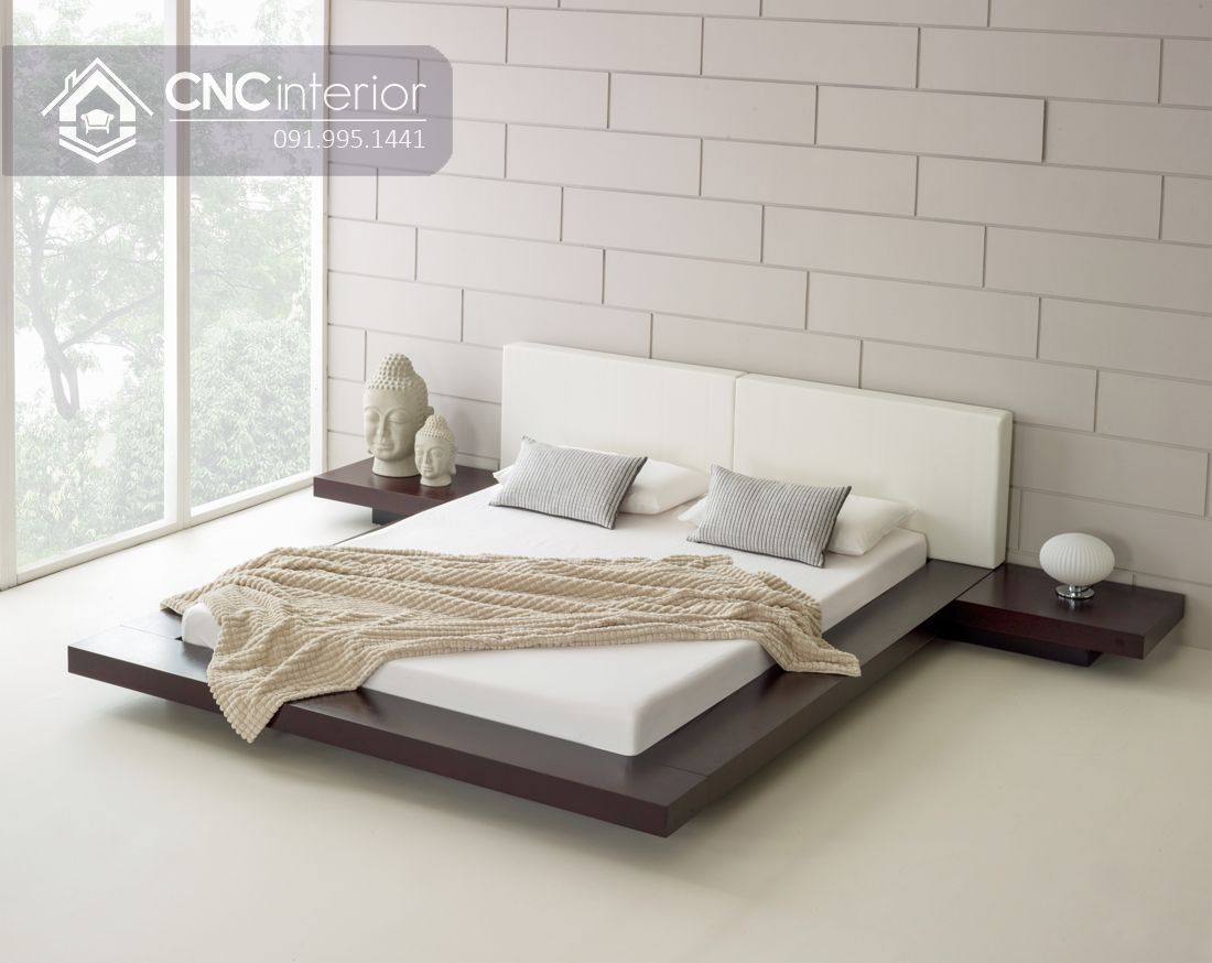 Giường ngủ kiểu Nhật bằng gỗ bền chắc CNC 62 2