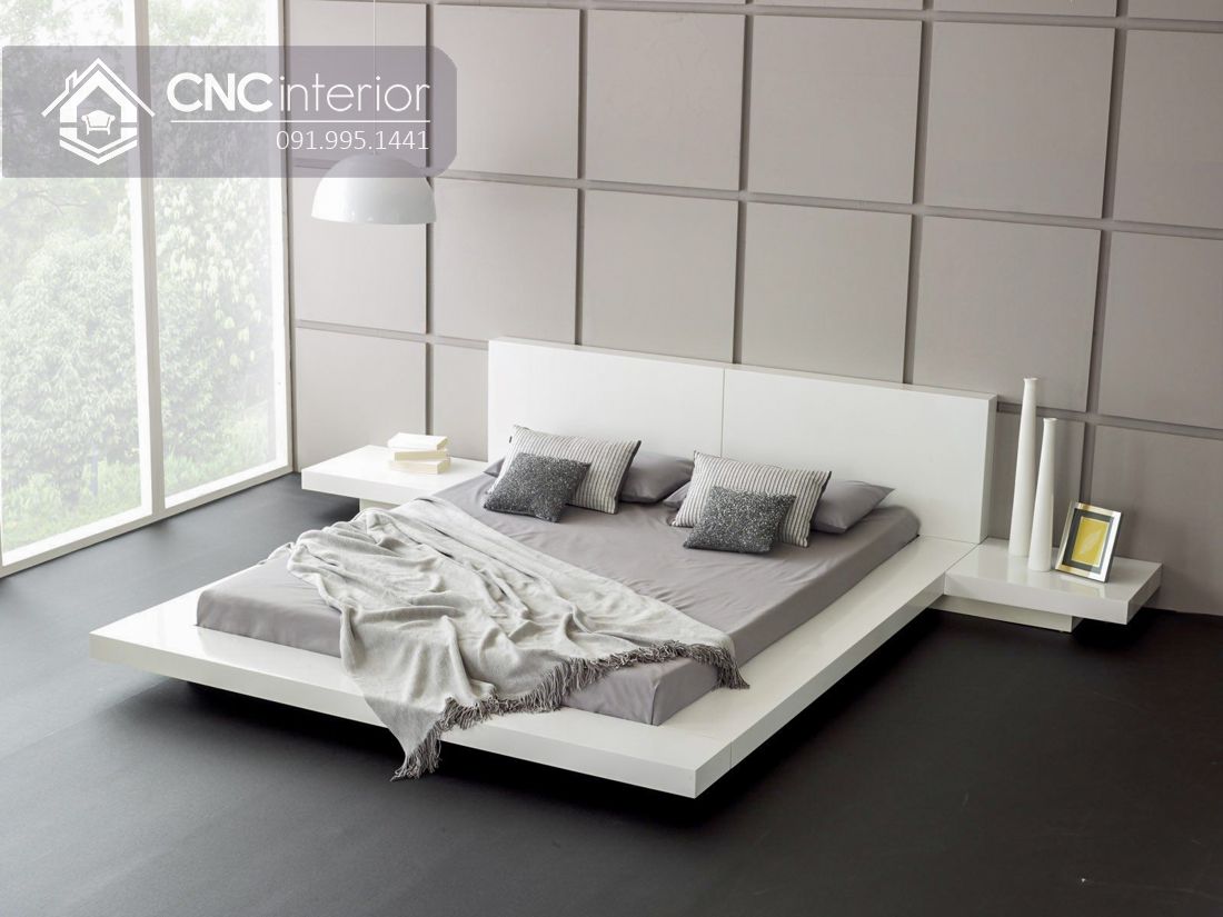 Giường ngủ kiểu Nhật bằng gỗ bền chắc CNC 62 3